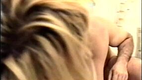 Intense threesome after work, she whispers, with blonde amateurs in retro vintage hairy group fun.