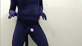Zentai Cosplay Dog Penis Human in Spandex Scene