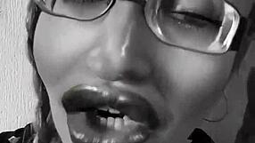 obedient slave follows jerk off instructions from goddess in glasses