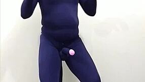 Zentai Cosplay Dog Penis Human in Spandex Scene
