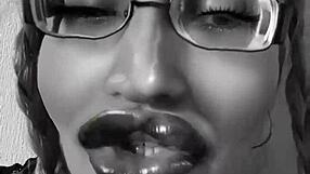 obedient slave follows jerk off instructions from goddess in glasses