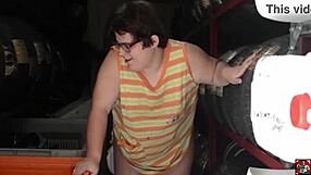 Michelin girl's fat ass fucking between tires with Claudia Marie