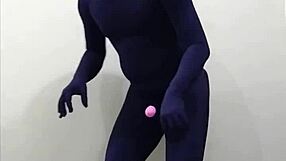Zentai Cosplay Dog Penis Human in Spandex Scene