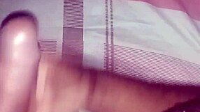 Jerking off and cumming hard in this pov interracial scene