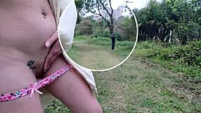 Wife Masturbates in Park Watching Athletes