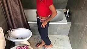 Little girl bathing in Argentina, I join her in the shower