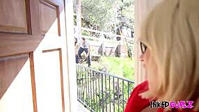 Inked Gurlz: Tattooed busty milf with fake tits gets roughly fucked and deepthroated by the gardener