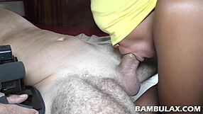 white cock versus ebony mouth for a cum in mouth