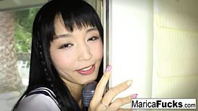 Marica Hase, Japanese Pornstar, Masturbates Her Big Tits And Pussy Hard.