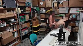 Blonde cop threesome with suspect, dick cumming inside