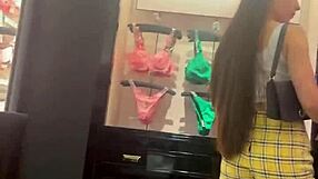 Latina teen explores natural tits in lingerie with sugar daddy.