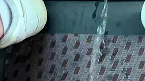 Naughty pissing on my car seat outdoors 😏