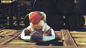 this hentai 3d soldier gets fucked by a big cock in cowgirl position