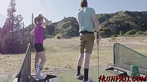 Britney Light gives deepthroat blowjob with gagging in bed