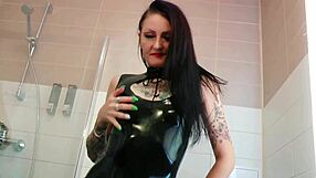 dominatrix nika seduces in black latex dress