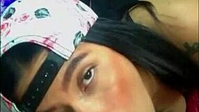 latina teen gives big blowjob to brother on webcam