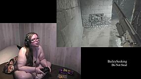 Naked Brunette BBW Plays Resident Evil 7 Part 3!