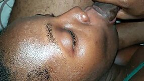 tongue action ebony slut deepthroats her boyfriend big dick on his stepsister cock sucking bed - jhodez1