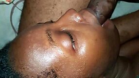 tongue action ebony slut deepthroats her boyfriend big dick on his stepsister cock sucking bed - jhodez1