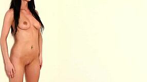 Behind the scenes brunette measures pussy and practices deepthroat with toys