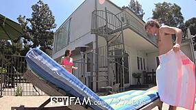 Pervert step bro stalks step sister sunbathing