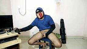 Terror man cums but it's too late while watching porn