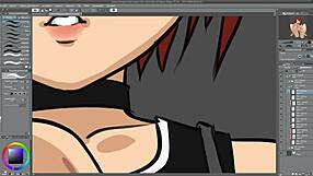 speed drawing of kairi giving a footjob in anime style