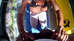 Naughty Ebony Neighbor Fucks Outdoors With Cumshot