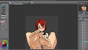 speed drawing of kairi giving a footjob in anime style