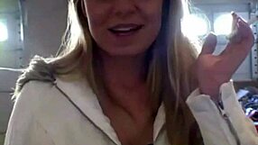 Blonde Teen Andi’s masturbation while wearing panties in the ladies restroom