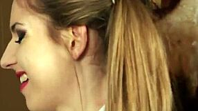 spicy stunner gets shot on face while sucking