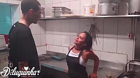 Waitress flirts with employee while boss watches