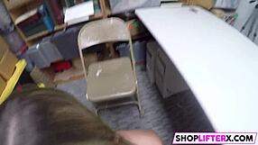 Hey, teen shoplifter caught in backroom, gets blowjob instead of jail.