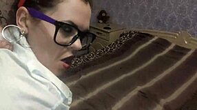 Babes screwed and come covered as bespectacled babe gets powerfully fucked