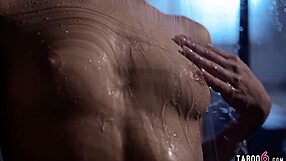 Petite brunette deepthroats horny men in threesome