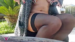 Nippleringlover Feels Intense Pleasure Outdoors With Dildo And Pierced Nipples