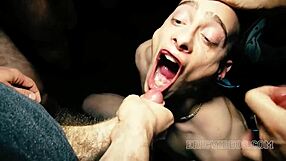 Watch this bukkake group orgy unfold