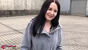 Bent over in doggystyle, she takes a hard fucking and cumshot