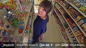 My cute Asian girlfriend's public ass invasion caught on POV