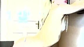 Skinny teen plays with dildo in kitchen full video