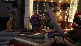 redhead mommy teaches yoga in bikini lesson