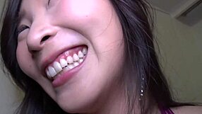 intriguing asian amateur with big tits gives shaved blowjob