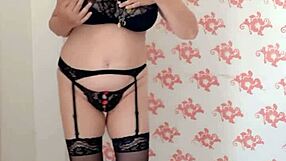 mariaold milf teases in black stockings and high heels