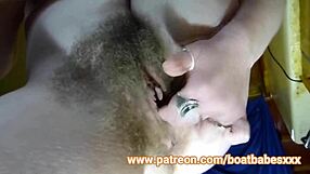 Tattooed Brunette Rips Clothes, Fingers Wet Hairy Pussy Intensely