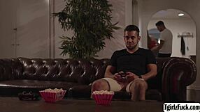 Guy fucks transsexual Crystal Thayers' ass emotionally.