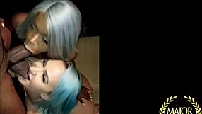 Nina Kayy and her curvy friends share a monster cock in the group.