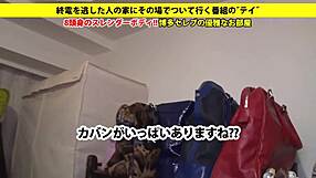 intriguing asian amateur with big tits gives shaved blowjob