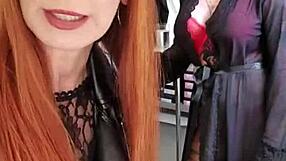 Bettie Ballhaus shows off her all-American, real huge boobs,interop of course, in leather pants