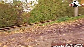 german mature milf in public park interview