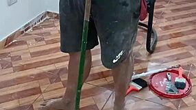 horny wife fucks the painter as payment, paying with her ass